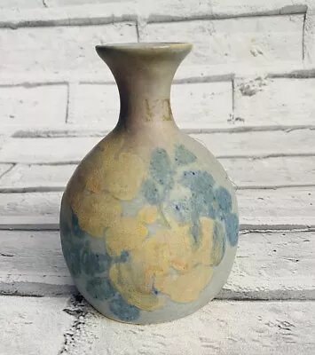 Buy Vintage Conwy Studio Pottery Vase Carol Wynne Morris Spongeware 11cm Blue Floral • 8£