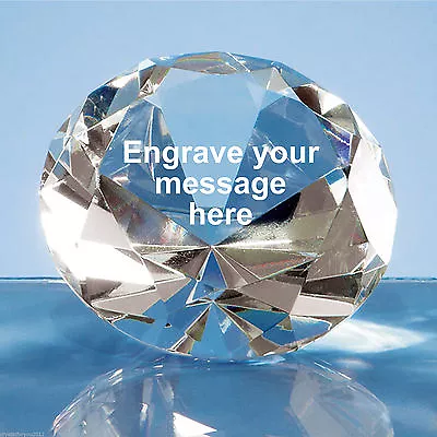Buy Large Crystal Clear Diamond Paperweight Engraved Personalised - Any Message • 25.99£
