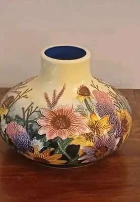 Buy Old Tupton Ware  Summer Bouquet  Vibrant Floral Tube Lined Squat Vase • 15£