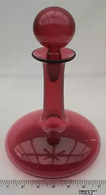 Buy Bristol Cranberry Pink Ruby Glass Decanter In Excellent Condition ( Signed ) • 95£