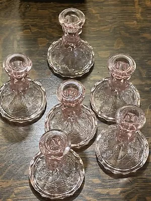 Buy Set Of 4 Vintage Pink Glass Candle Holders (priced Per Group Of Four) • 37.28£