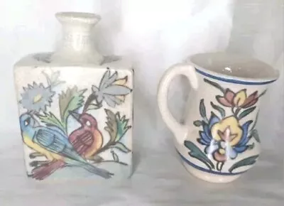 Buy 2 Pottery Barn Crazed Glaze Vases Birds Deer Flowers • 20.40£