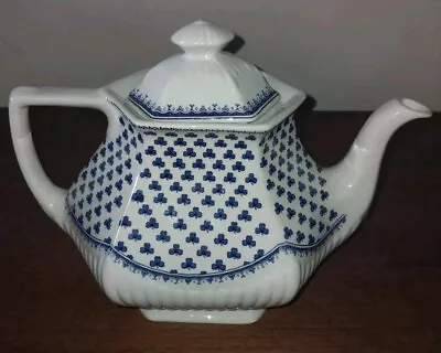 Buy Adams Brentwood Teapot English Ironstone Blue And White Clover Used Vintage • 35£