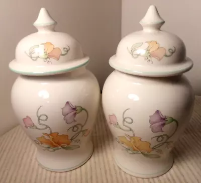 Buy Vintage- 2x Sadler Jars- 'SWEET PEA' Pattern- Spice Jars- Decorative- Lidded- GC • 18£