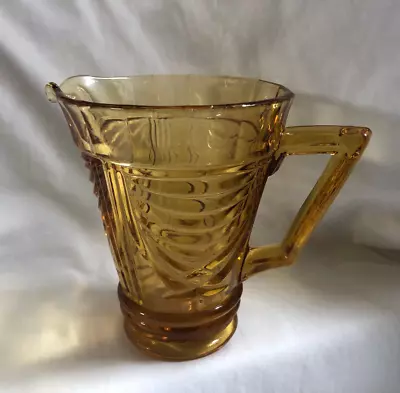 Buy VINTAGE Amber Brown Pressed Glass Water Jug Pitcher • 9.79£