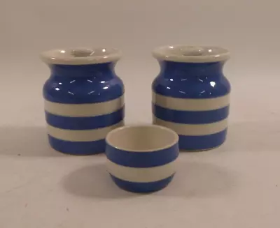 Buy Vintage TG Green Cornishware 2 X Lidded Storage Jars 1 X Egg Cup • 7.99£