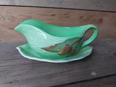 Buy Small Carlton Ware Green Cabbage Leaf Sauce Boat And Saucer • 8£