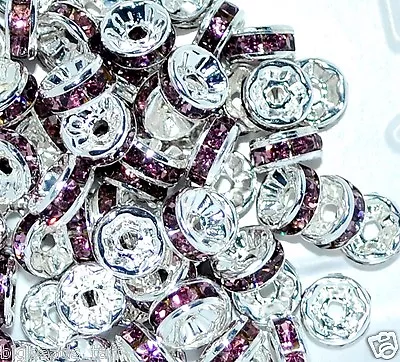 Buy 100/ 50pcs A+ Glass Rhinestone Rondell Spacer Beads Various Colours And Sizes  • 2.79£