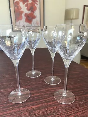 Buy 4 Pier 1 Imports Clear Crackle Wine/ Water Glasses/Goblets 9-3/4” Stunning • 68.96£