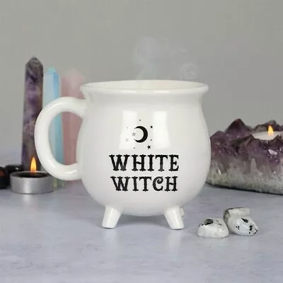 Buy White Witch Cauldron Mug Bone China Witches Brew Soup Moon Stars Cup Gothic Gift • 10.95£