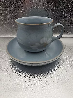 Buy Vintage Retro 1984 Denby 'Blue Dawn' Sherwood Shape Coffee Cup Saucer 180ml • 4.50£