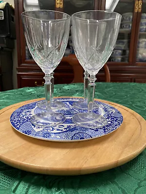 Buy Vintage Cut Crystal Wine Glasses  - 18cm High New X4 • 7.50£