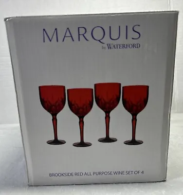 Buy MARQUIS By WATERFORD Brookside Red Goblets NWT Lot Of 4 8.5” Crystal Wine Water • 88.42£