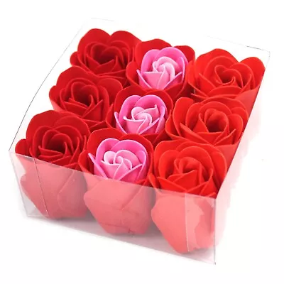 Buy Set Of 9 Red Soap Rose Flowers With Gift Box, Bouquet • 7.99£