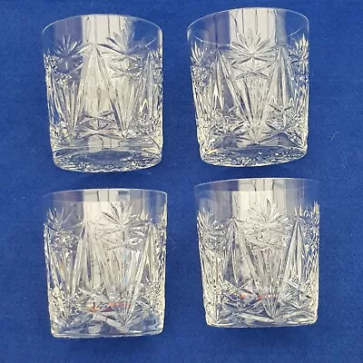 Buy Set Of 4 Vintage Cut Lead Crystal Glass Whisky Tumblers/ Glasses • 16.99£