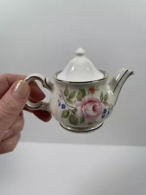 Buy Sadler Made In England Bone China Mini Teapot 7.5cm With Pink Rose Floral Design • 18.99£