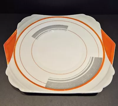Buy Lovely Vintage Shelley Art Deco Regent Cake Plate Design # 12316  Orange & Grey • 14.95£