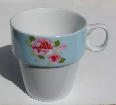 Buy Tesco Stacking Mug Spare Replacement White & Blue With Pink Roses Ceramic • 2.99£