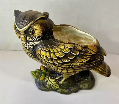 Buy Great Horned Owl Ceramic Planter Vase Figurine Japan C6565 Vintage • 13.51£