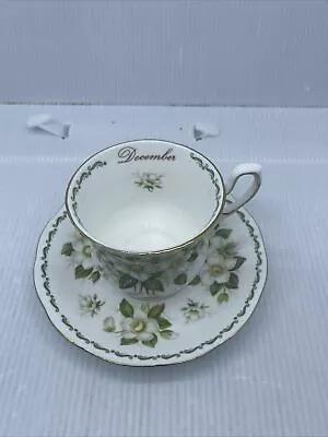 Buy Queen's Fine Bone China Special Flowers 'December' Cup And Saucer ( Red Mark ) • 18.66£