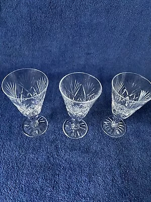 Buy 3 X Royal DOULTON Crystal - JUNO Cut - Sherry Glasses - 5.5 X 10 Cm. All Stamped • 18£