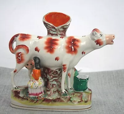 Buy Staffordshire Cow & Milkmaid Spill Vase Figurine Circa 1880 - Thames Hospice • 21£