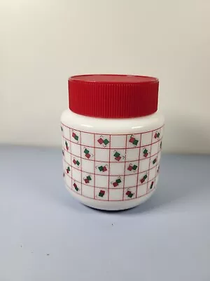 Buy Arcopal Milk Glass Vintage Jar White Red Green Screw Lid 80’s Sugar Tea Coffee • 3.95£