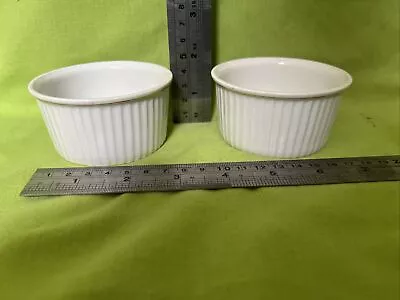 Buy Pair Royal Worcester White Porcelain Ramekins With Gold Rim • 2.75£