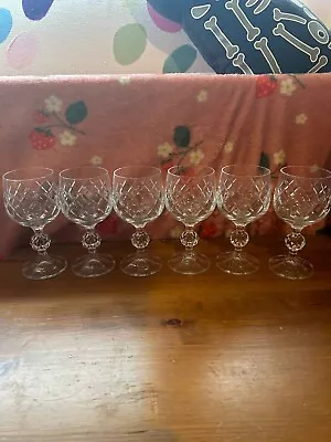 Buy Vintage Bohemian Crystal Sherry Cordial Glass Set Of 6 - 4.75  Tall • 20£