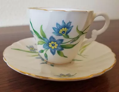 Buy Stanley Fine Bone China Tea Cup Made In England Blue Flowers EUC • 13.97£