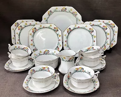 Buy Vintage Royal Stafford “Crocus” Hand Painted Bone China Tea Set -21 Piece • 28£