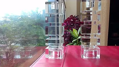 Buy Two Crystal Cut Glass Candlestick6.5 Inch Tall Tealight And One Candle Ends • 38£
