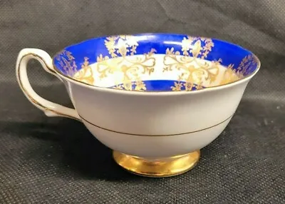 Buy Royal Grafton Bone China Gilded Floral Pattern Cabinet Cup Footed Blue • 22£