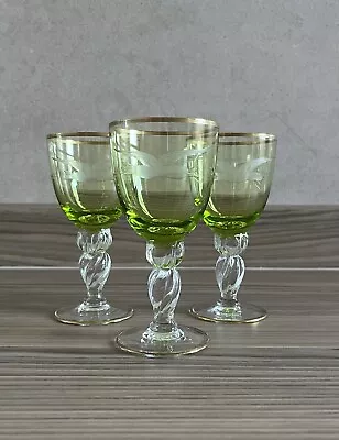 Buy Green Ombre & Gold Bohemian Crystal Port Glasses - Set Of 3 • 30£