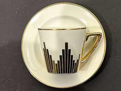 Buy Biba Coffee Can Cup  Saucer China Gold Art Deco Design Geometric Pretty  Vgc • 9.99£