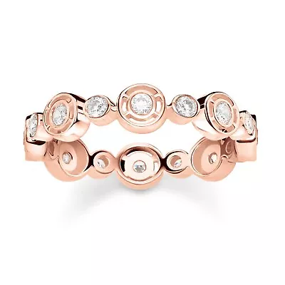 Buy Thomas Sabo Jewelry Women's Ring Circles With White Stones Rose Gold Coloured • 70.21£