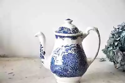 Buy Vintage Olde England Royal Tudor Ware Staffordshire Blue And White Coffee Pot • 27£