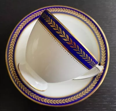 Buy Coalport Blue Wheat Cup & Saucer Cobalt Blue And Gold Trim • 13.98£