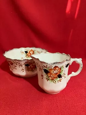 Buy C 1921 Melba China Hand Painted Jug & Sugar Bowl Imari Floral Pattern #1996 • 39.70£