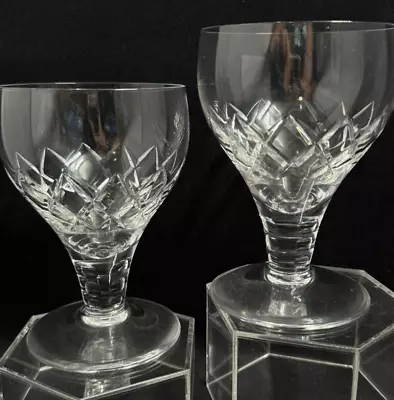 Buy STUART CRYSTAL Beau Blown Glass Crystal Water Goblets Pair (2) Crisscross Footed • 40.63£