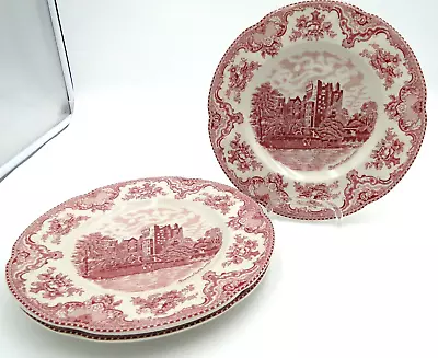 Buy 3 Johnson Bros Old Britain Castles Pink 10  Dinner Plates EUC • 30.15£