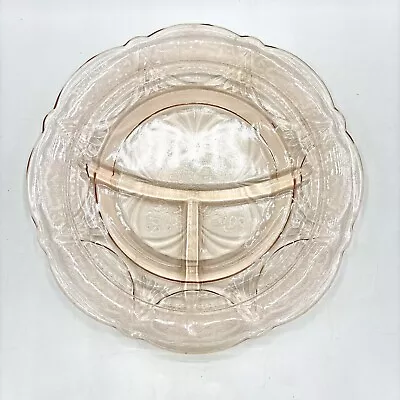 Buy Hazel Atlas Pink Royal Lace Depression Glass 10” Divided Plate • 11.14£