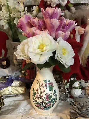 Buy Vintage Axe Vale  Devon Pottery Vase With Tulips 18cm Tall • 12.99£