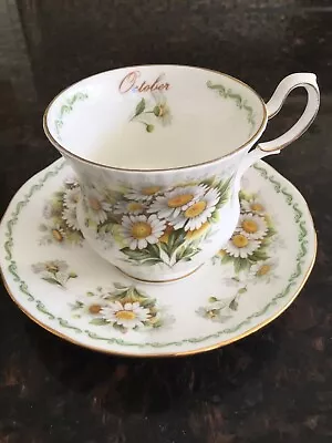Buy QUEENS OCTOBER DAISEY TEACUP AND SAUCER , Fine Bone China Set • 8.99£