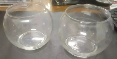 Buy Medium Clear Glass Bubble Ball Bowl Vases Round Lot Of 2 (Slightly Cracked) • 4.67£