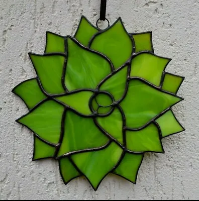 Buy Stained Glass Succulent Suncatcher For Window Hanging - Green Plant Wall Decor • 37.28£