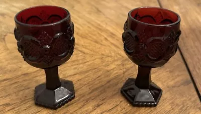 Buy Vintage Avon Cape Cod 1876 Ruby Red Glassware Goblets Set Of 2, Pristine! 4.5 In • 7.92£