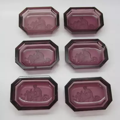 Buy Set Of 6 Antique Heinrich Hoffman Purple Intaglio Cherub Open Salt Dips Cellars • 93.18£