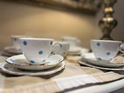 Buy Royal Vale Tea Set In Blue Polka Dot In Used Condition  • 50£