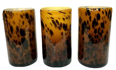 Buy Leopard Animal Print Glass Candle Holders Or Vases Hand Blown 6  Tall Set Of 3 • 41.91£
